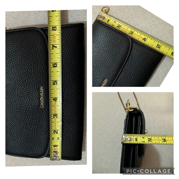 New WOT Calvin Klein Clutch/Crossbody Purse-Black Faux Leather-Chain Strap - Picture 15 of 16